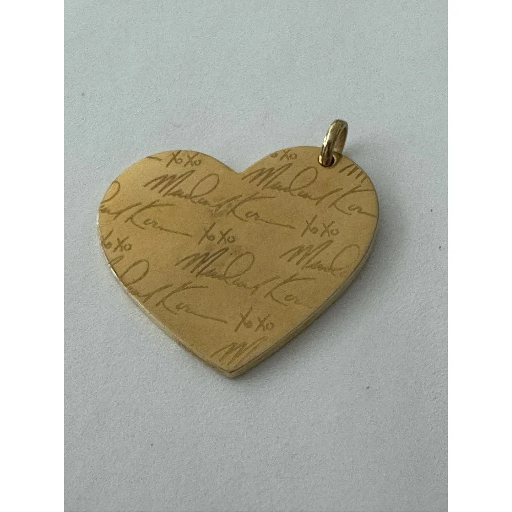 Michael Kors Gold Tone Engraved Signature‎ XOXO Heart Charm Pendant